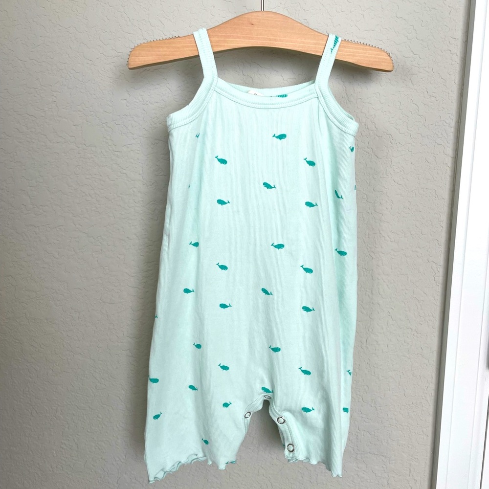 KateQuinn ribbed whale spaghetti strap romper 18/24m